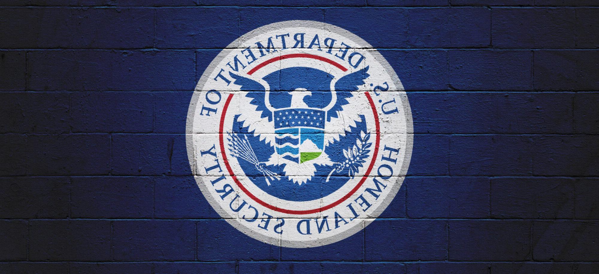 DHS Flag painted on a wall.